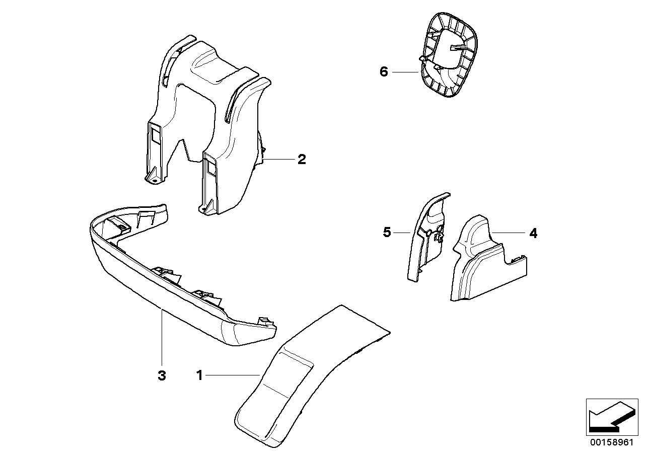 Seat, rear, seat trims