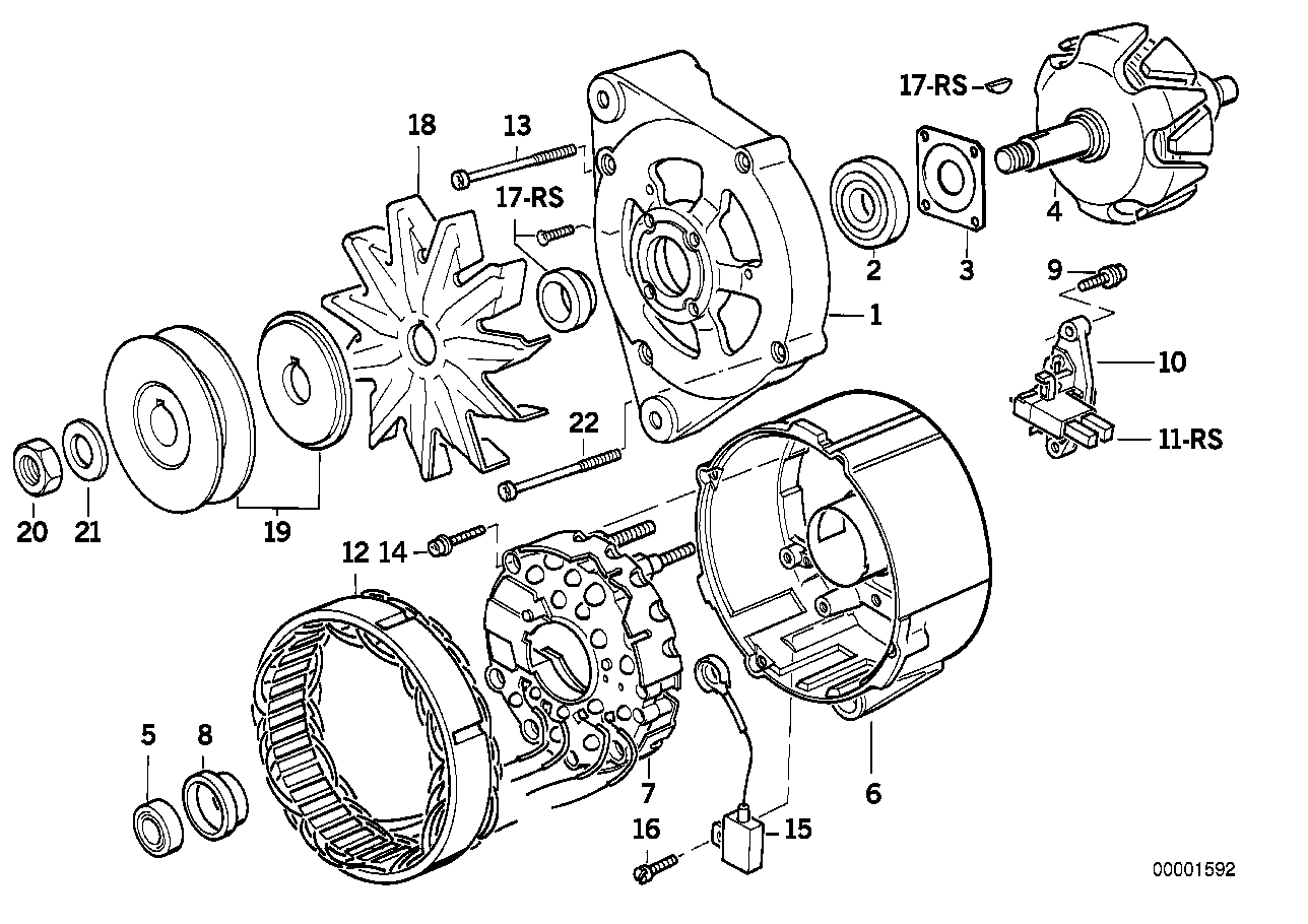 Alternador 90A - peças individuais