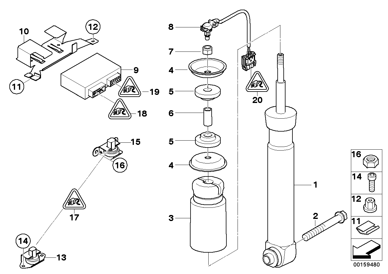 Fjaederben bak EDC/styrdon/sensor