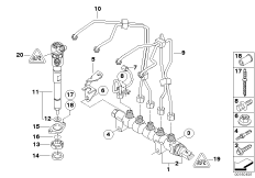 High pressure accumulator/injector/line