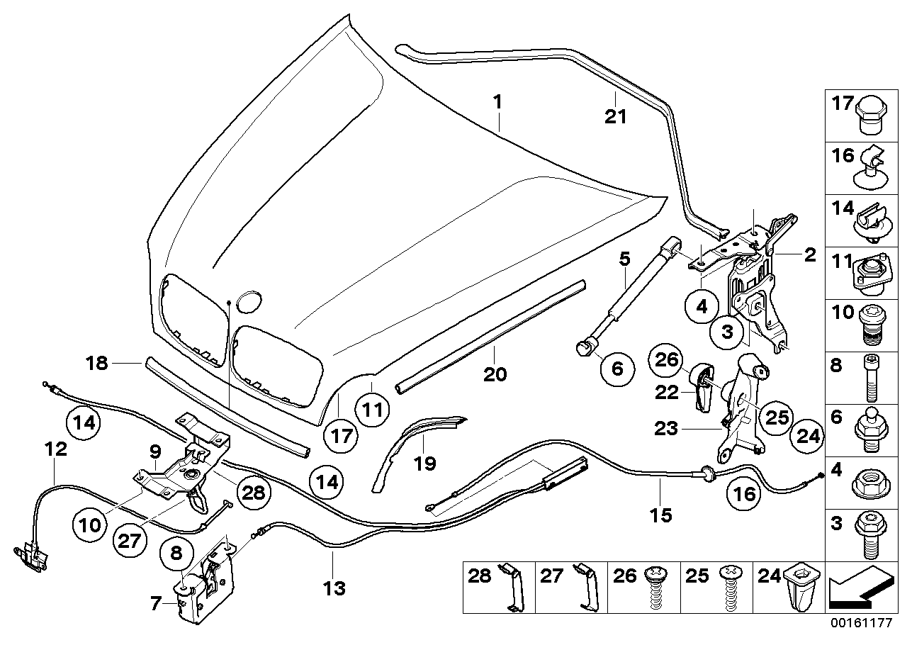 Motor kaputu/Montaj parçaları