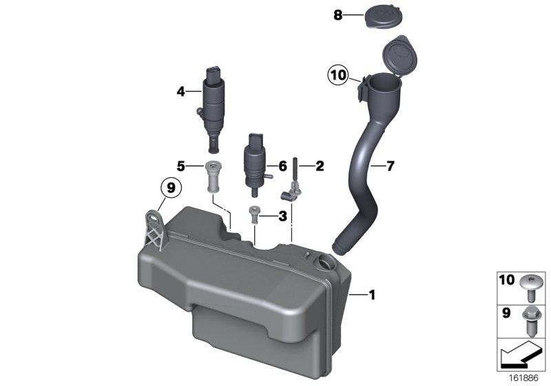 Reservoir,windscr./headlight washer sys.