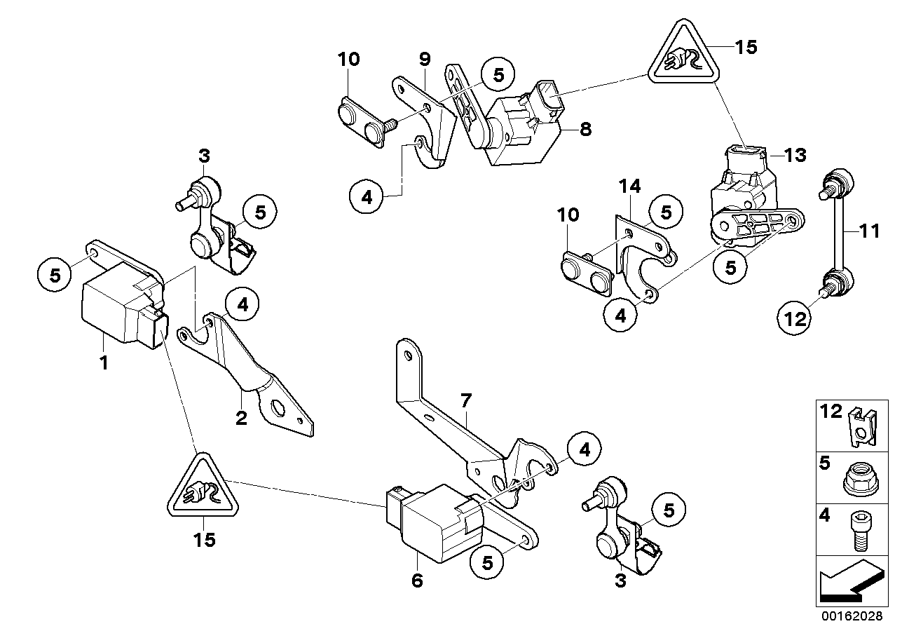 Headlight vertical aim control sensor