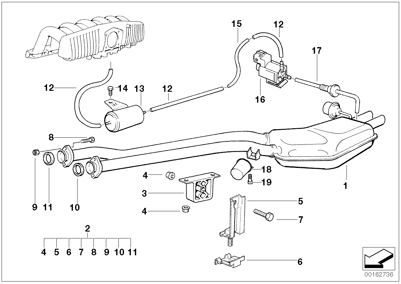 Rear silencer with exhaust flap