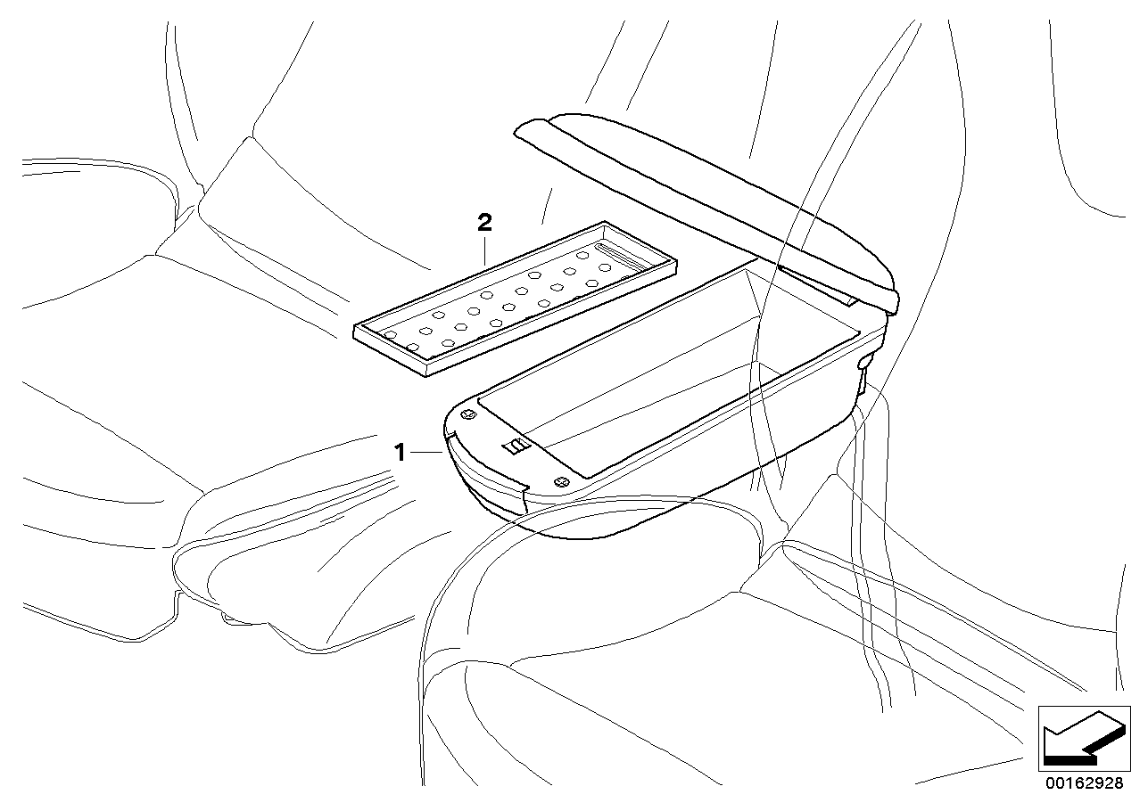 Apoio central de braços c/espaço arrumo