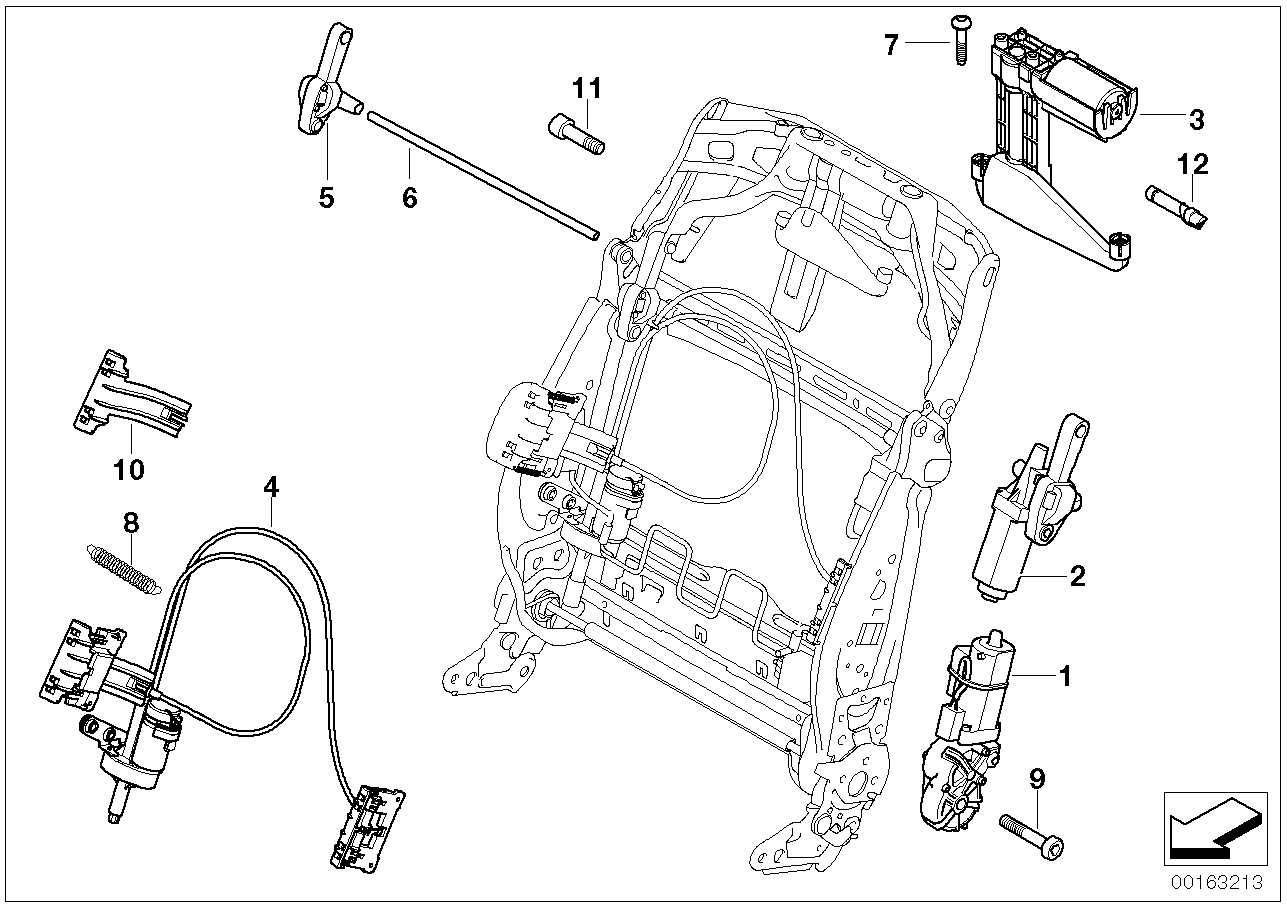 Seat, front, el.system& drives, backrest