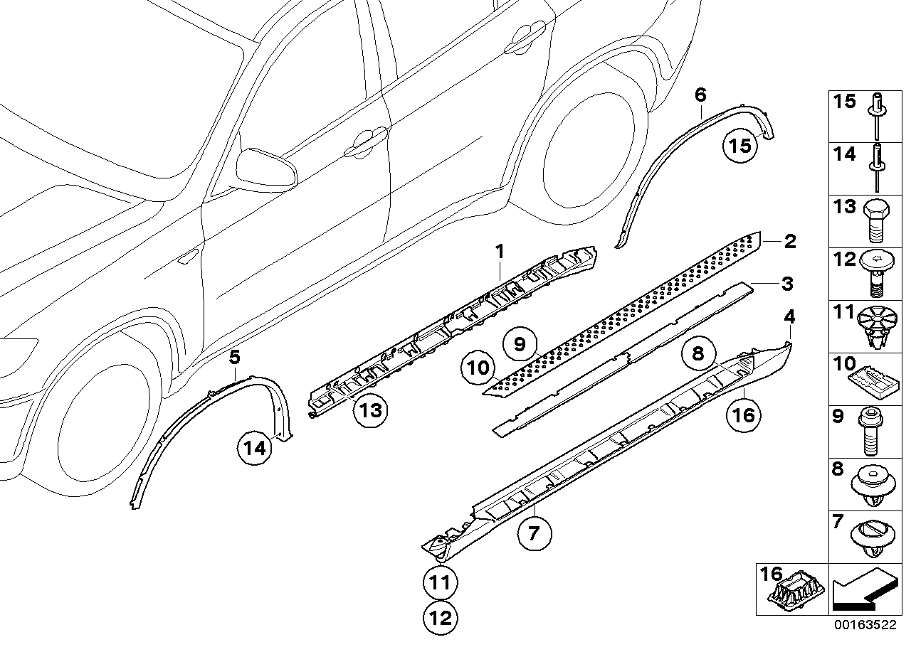 Moldura faldón / arco de rueda estribo