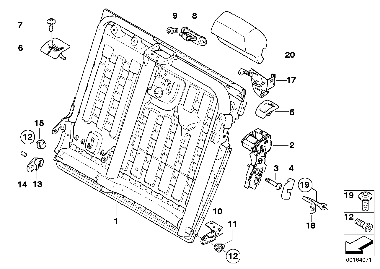 Achterbank zittingframe links