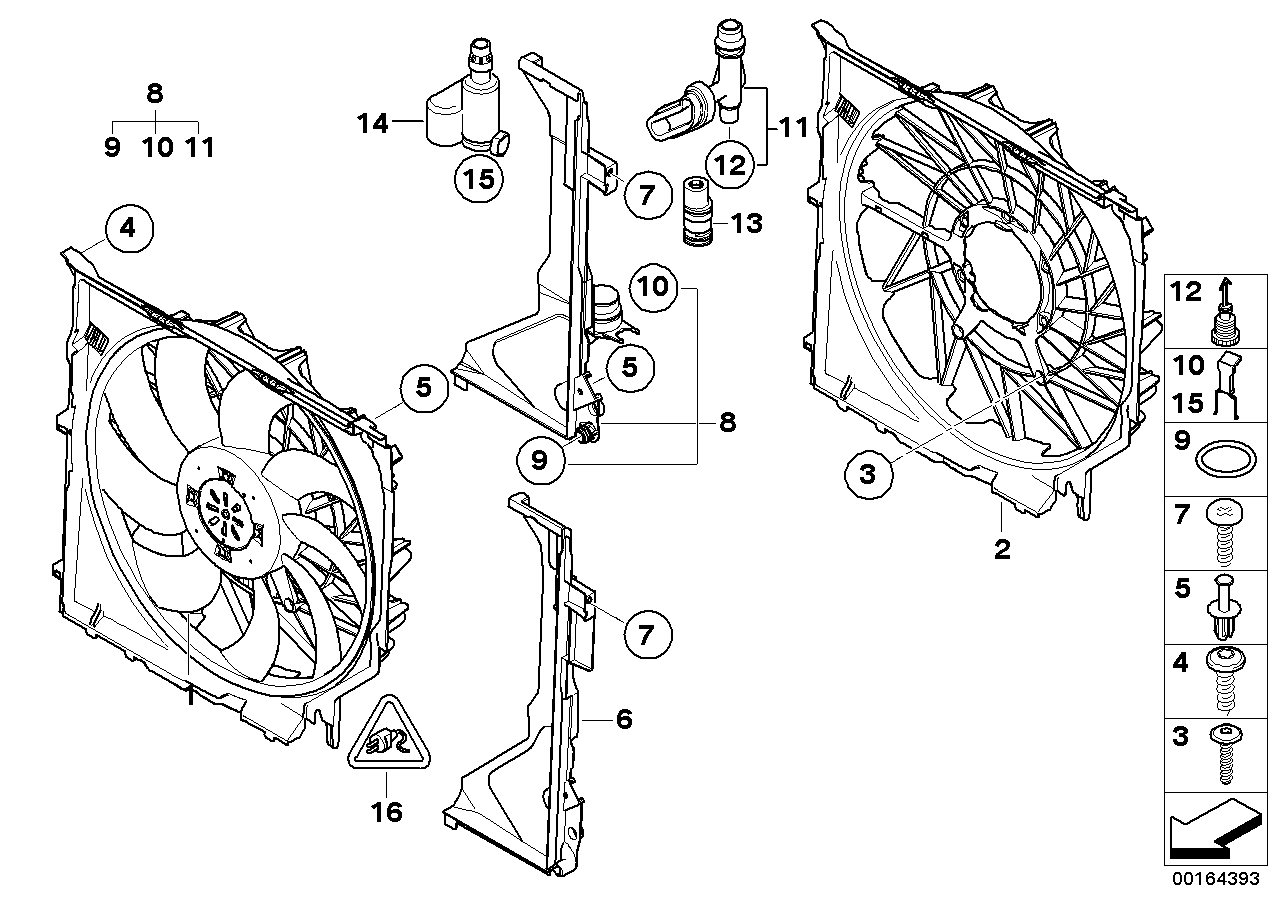 Cerco de ventilador, piezas de montaje