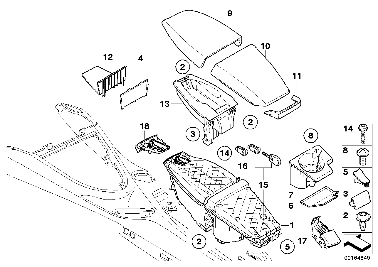 Mittkonsol/fäste/inklädnader