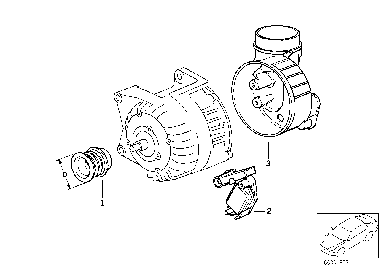 Alternator, individual parts 115A