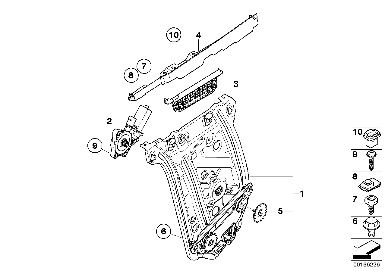 Door window lifting mechanism rear