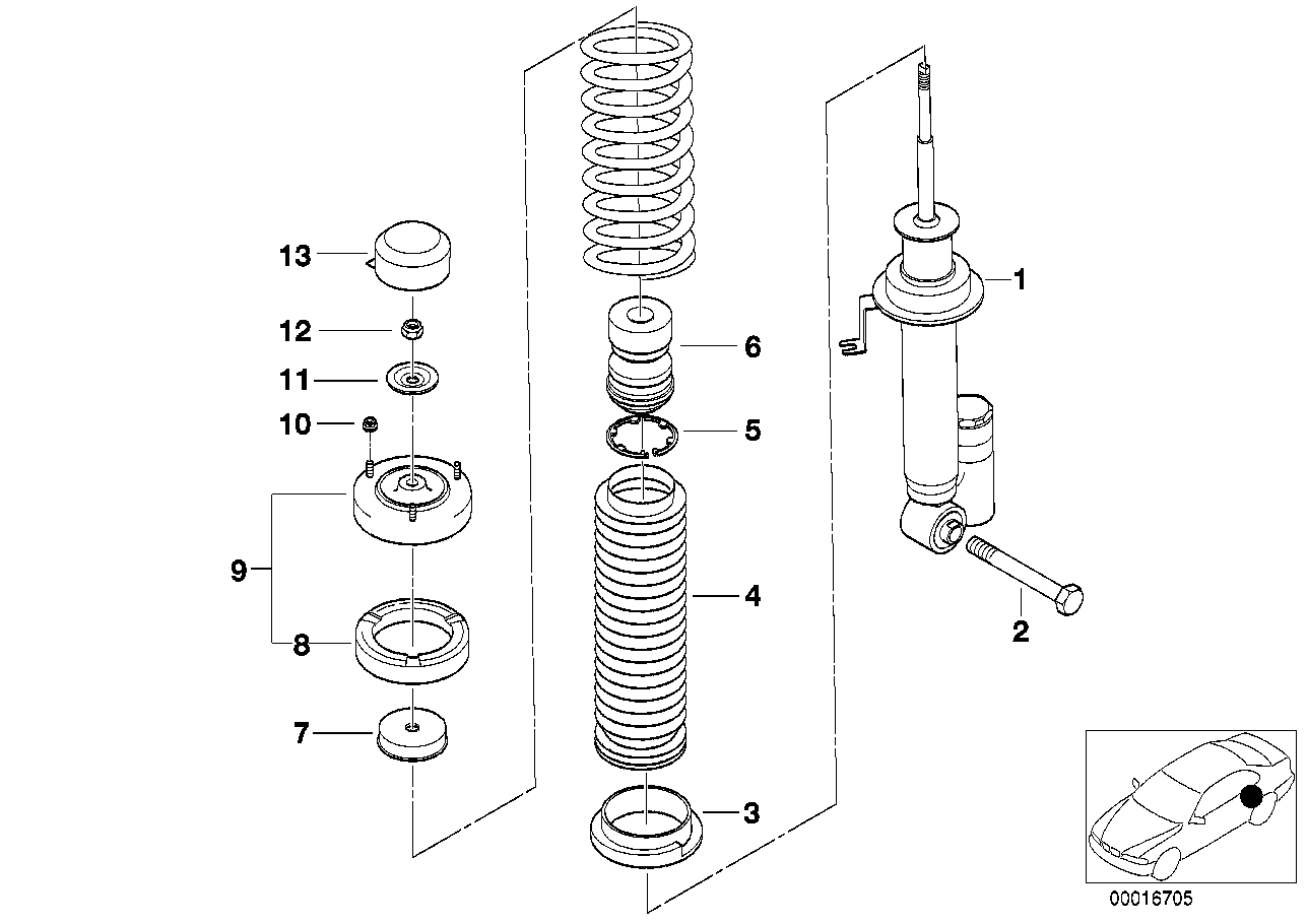 Federbein hinten Niveauregulierung