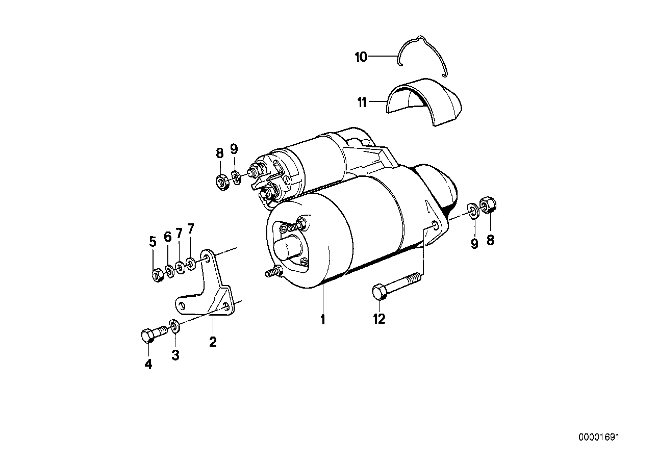 Startmotor monteringsdetaljer