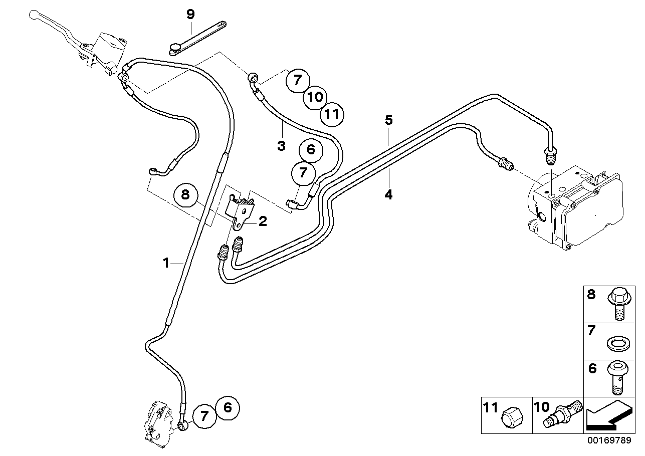 Brake pipe front ABS