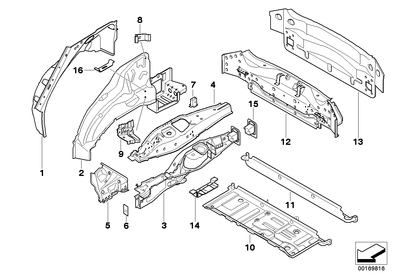 Rear wheelhouse/floor parts