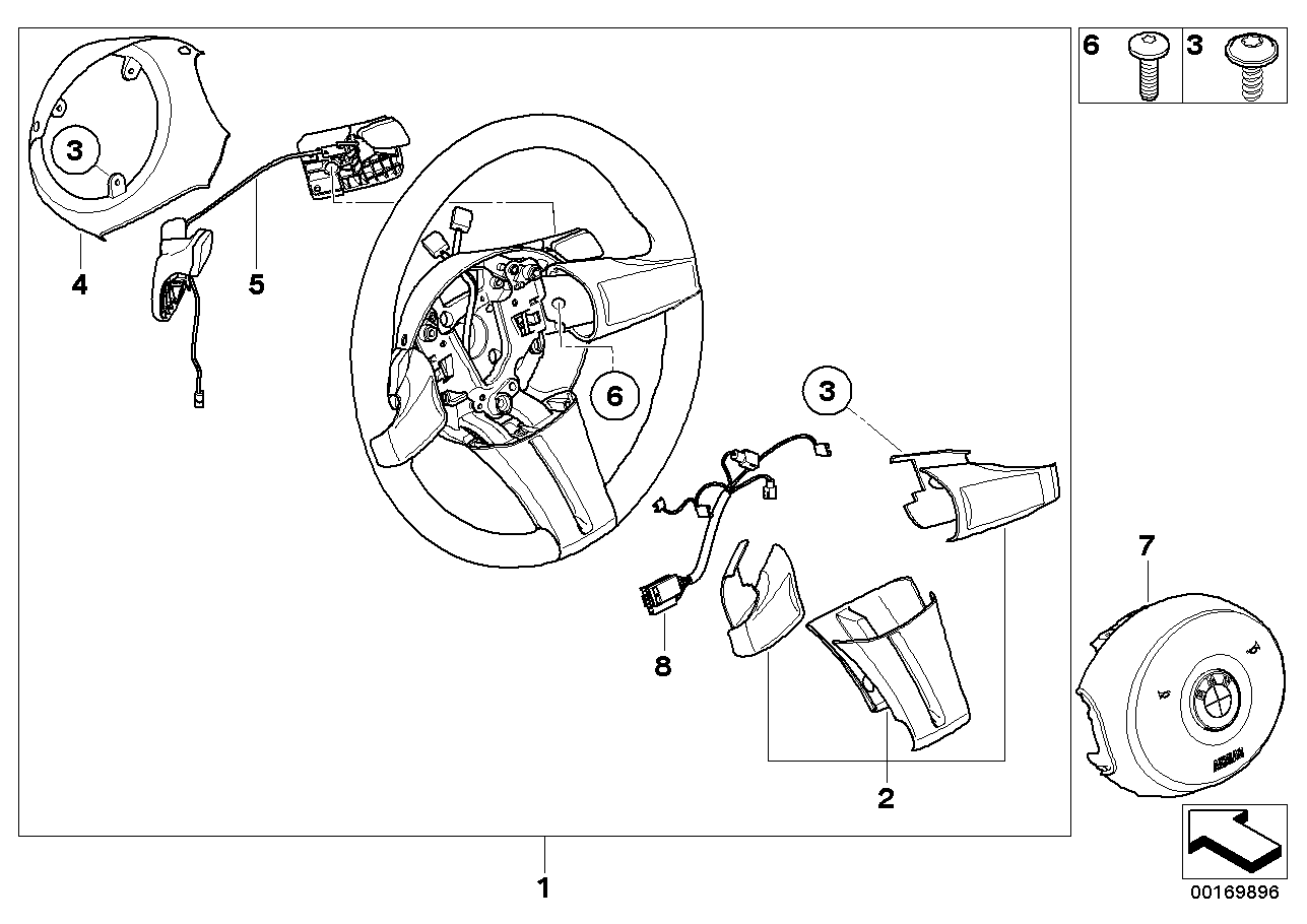 Sport steering wheel,airbag, w/ paddles