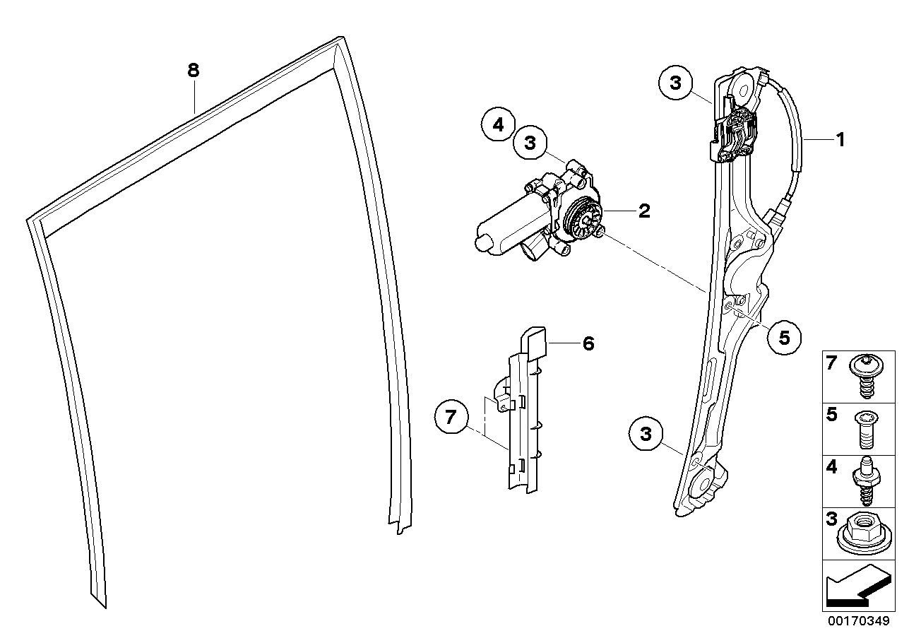 Door window lifting mechanism rear