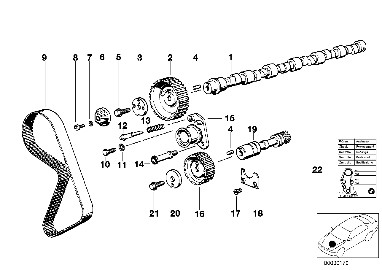 Com.valvole-puleggia dentata/albero camm