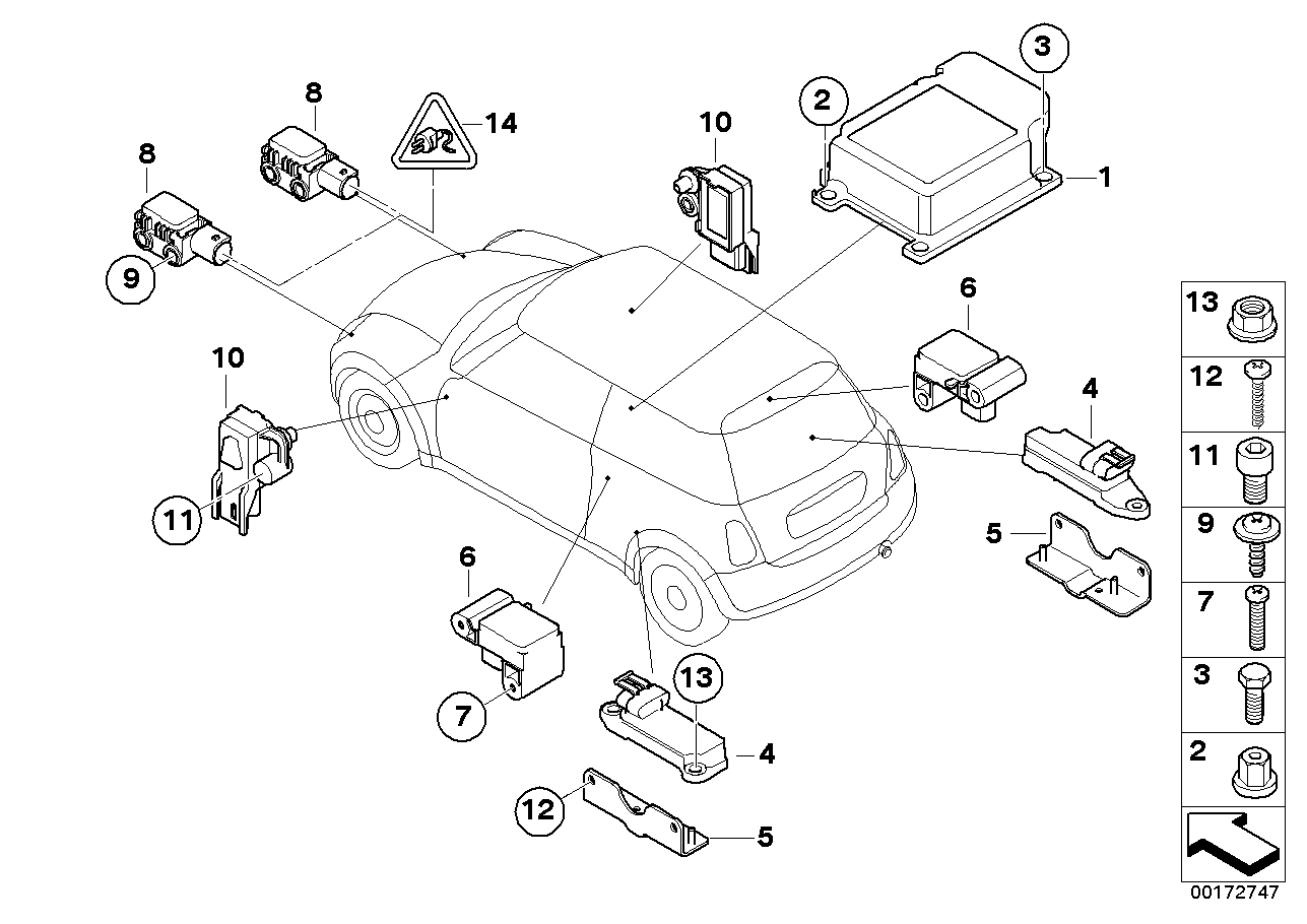 ชิ้นส่วนไฟฟ้าของถุงลมนิรภัย