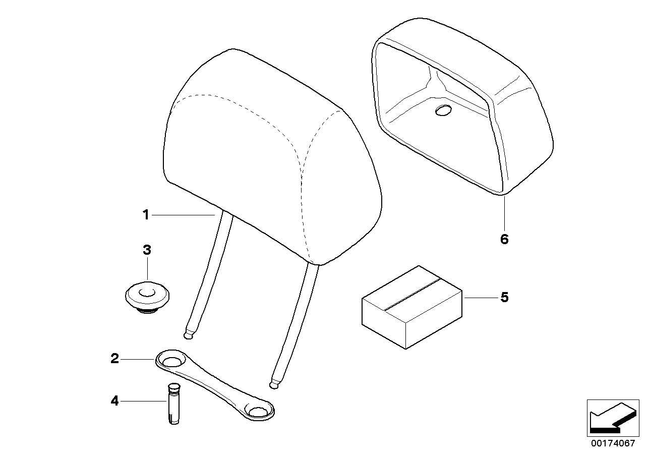 Seat, front, head restraint, sports seat