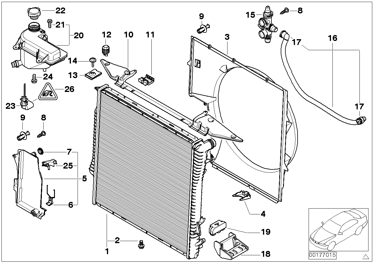 Kylare/bromsolje behaallare/sarg