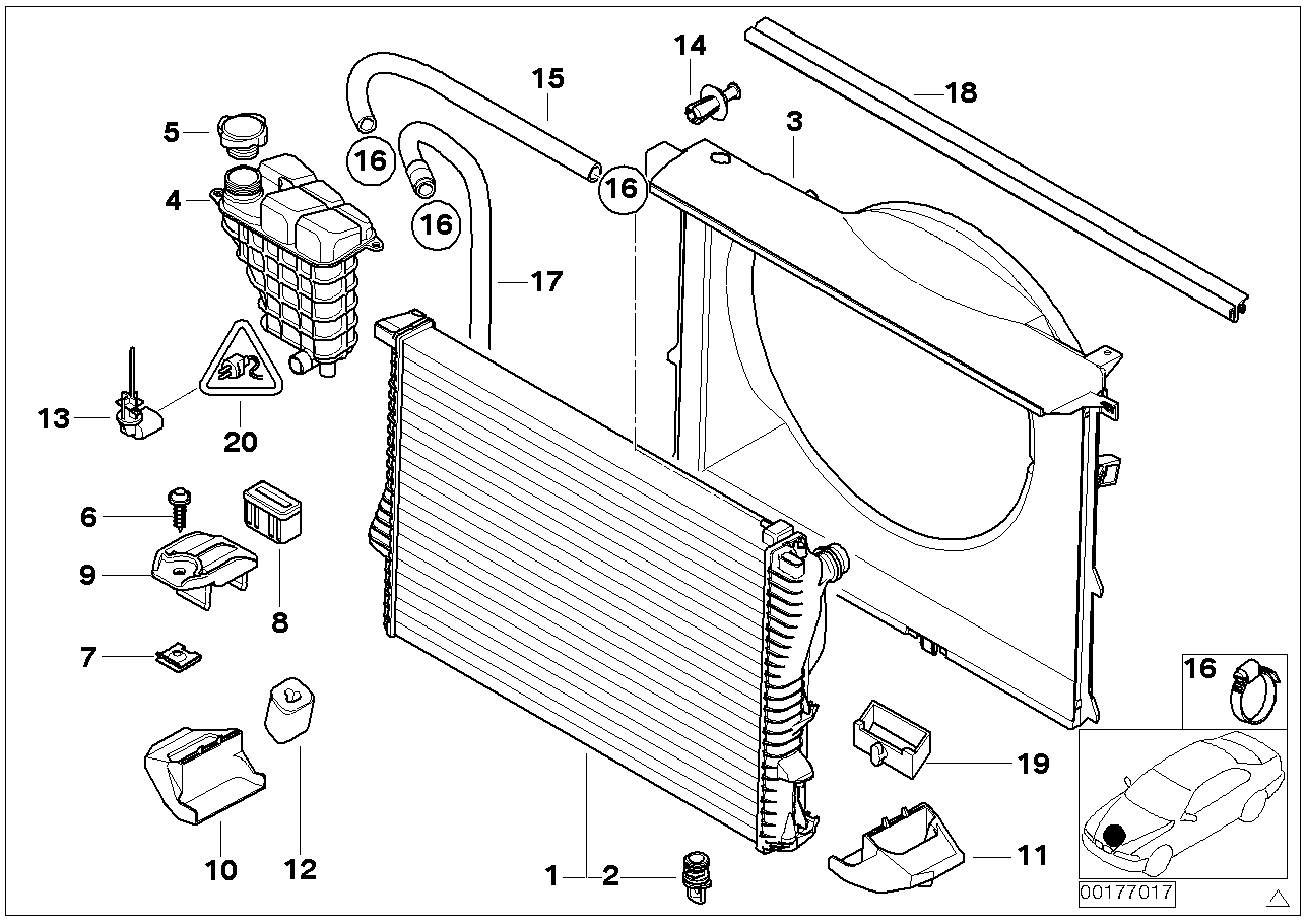 Wasserkühler/Ausgleichbehälter/Zarge