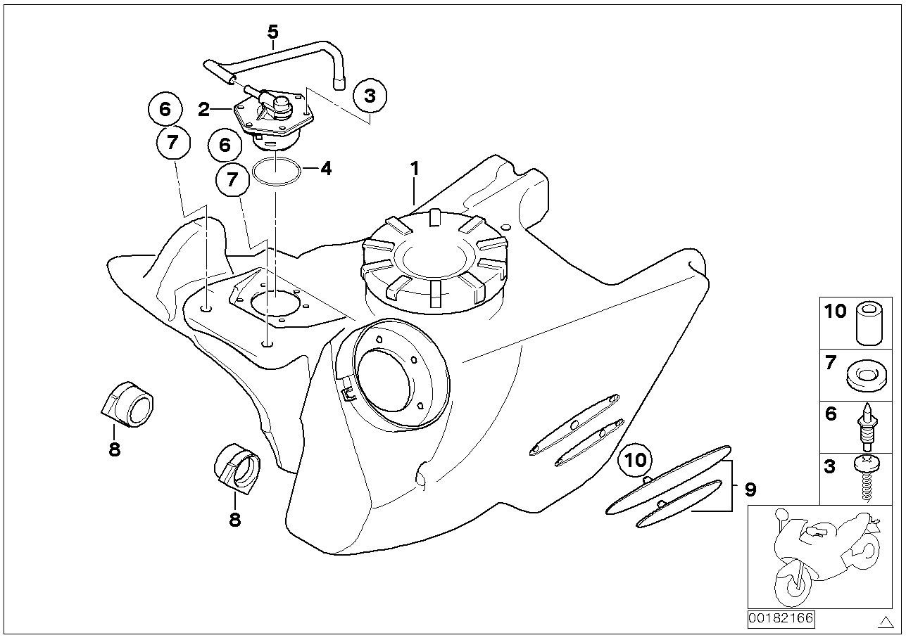 Fuel tank/attaching parts