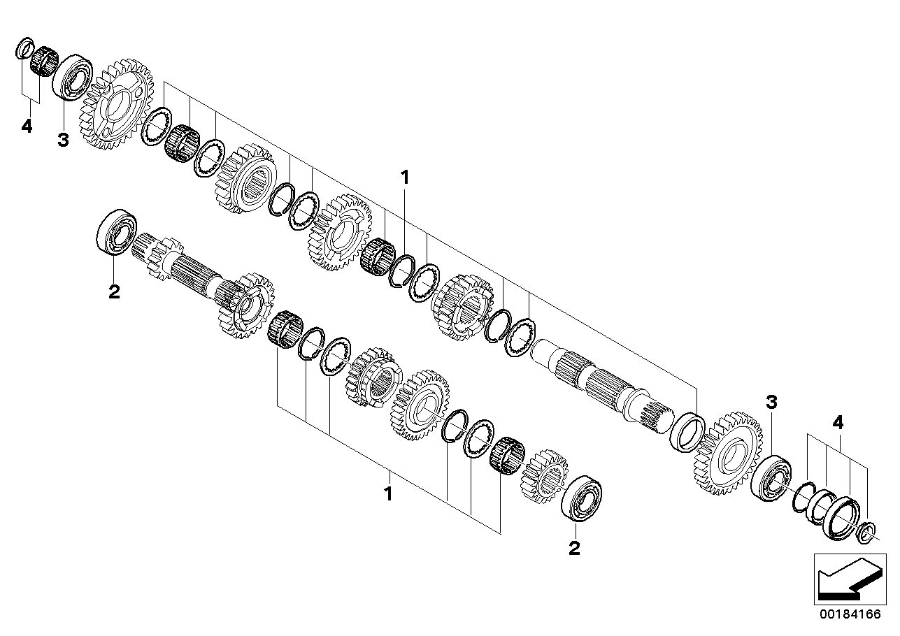 Bearings, manual gearbox shafts