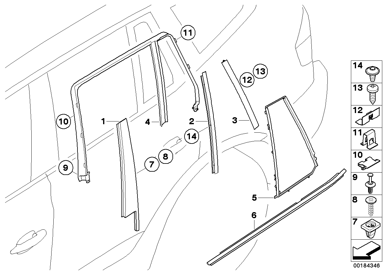 Blenden und Dichtungen Tür hinten