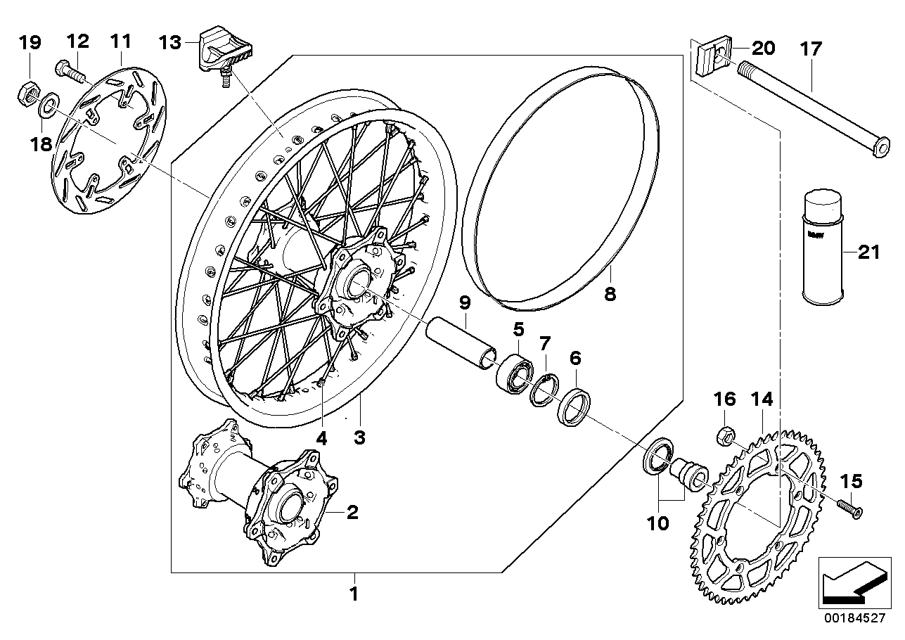 Spoke wheel, rear