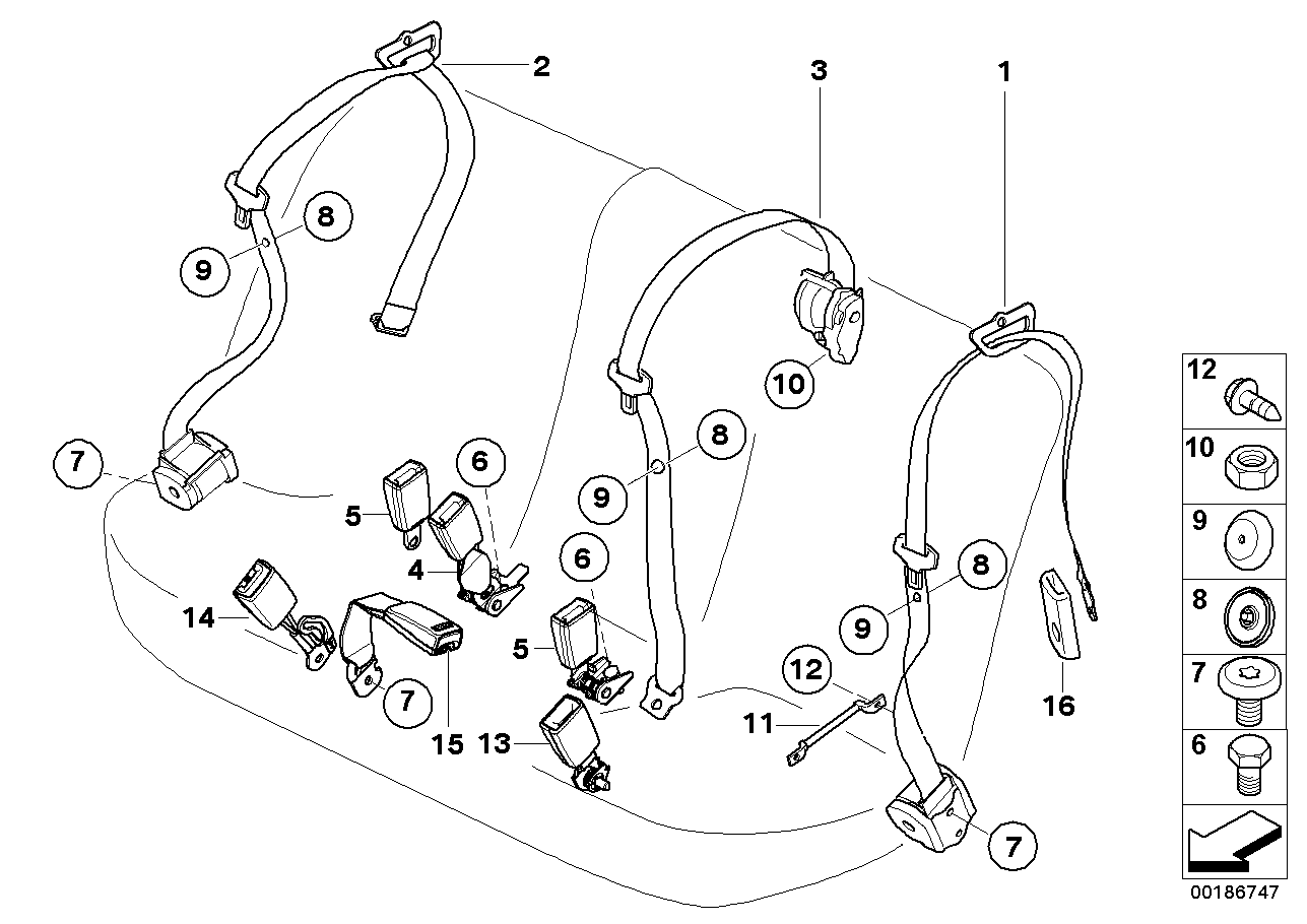 Ceinture de sécurité arrière de base