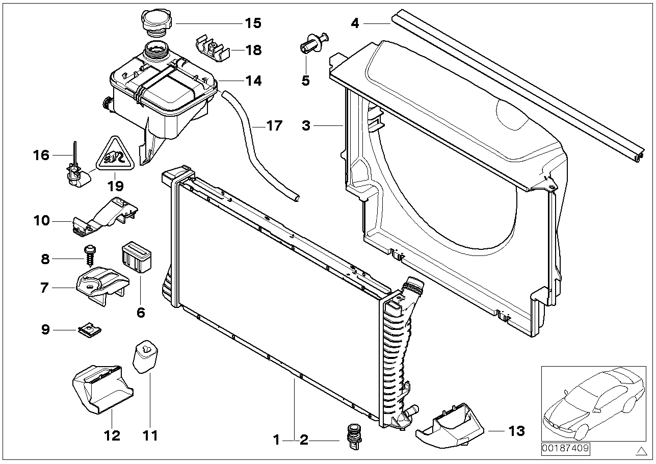 Radiateur/vase d'expansion/cadre