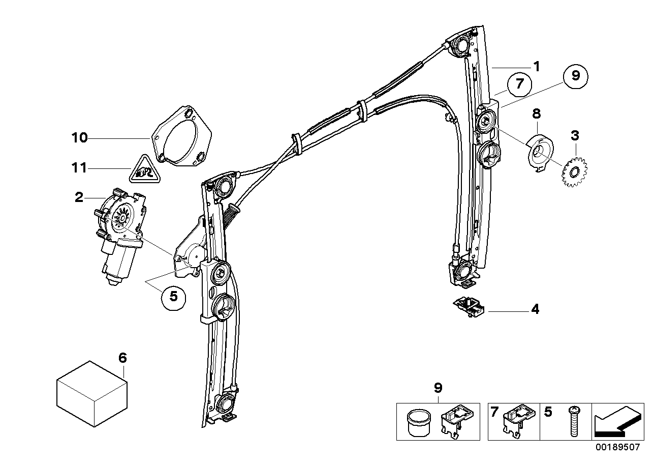 Door window lifting mechanism front