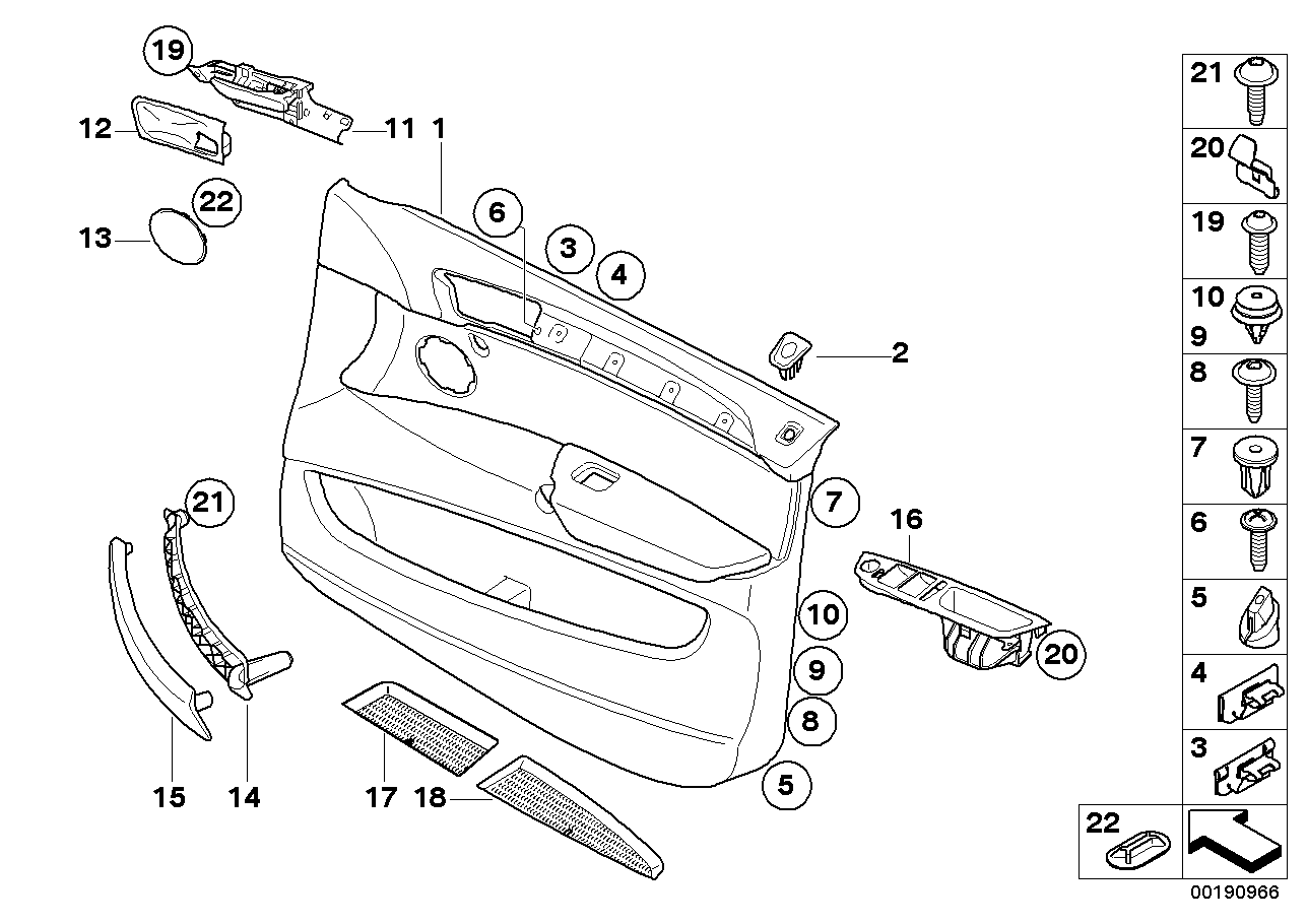 Door trim panel, front