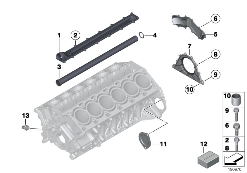 Engine block mounting parts