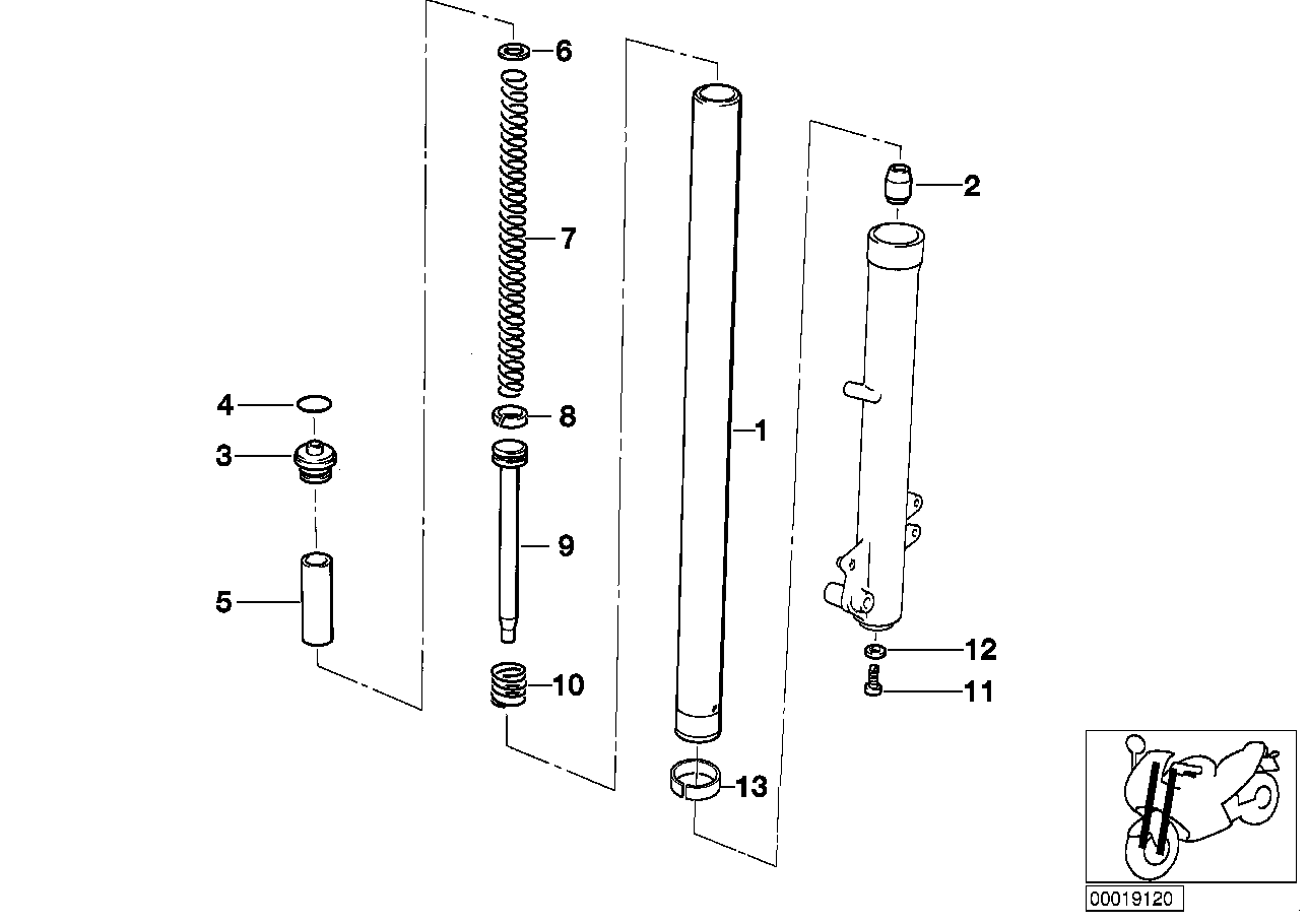 Telescoopgaffel-standpijp/demper/veer