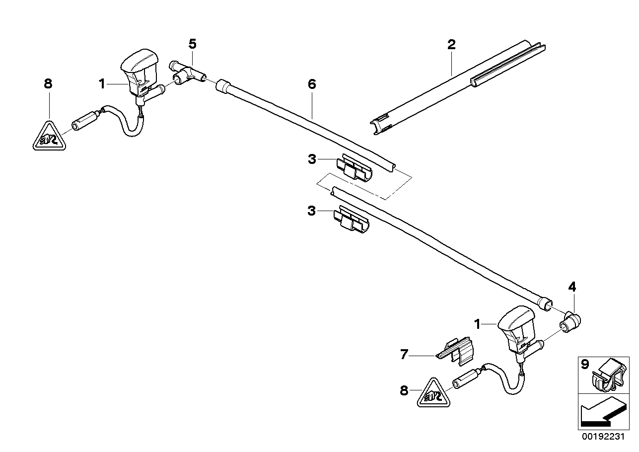 Single parts for windshield cleaning