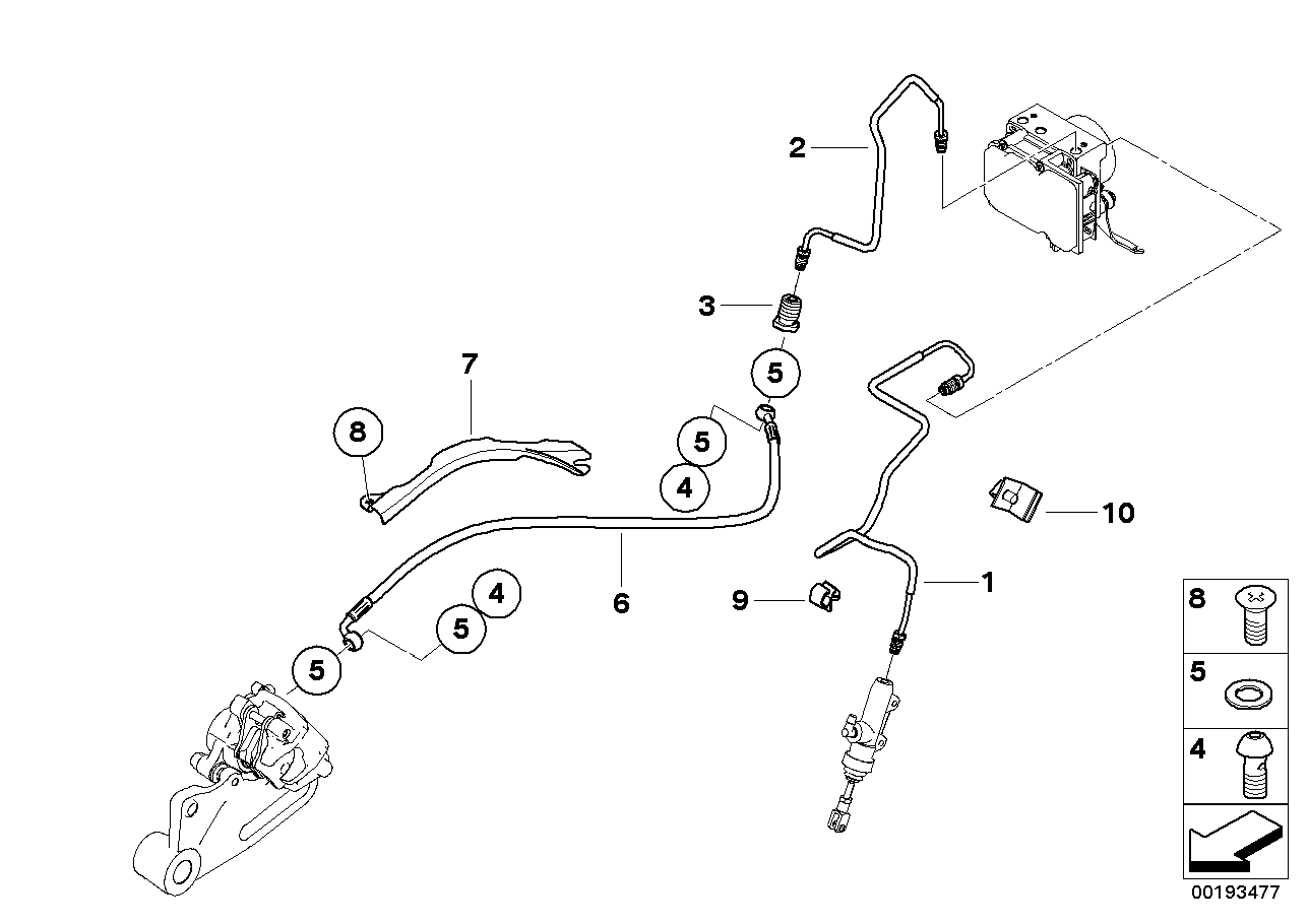 Brake pipe rear ABS