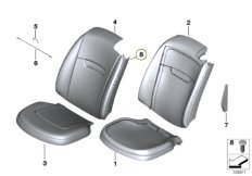 Seat, front, cushion and cover