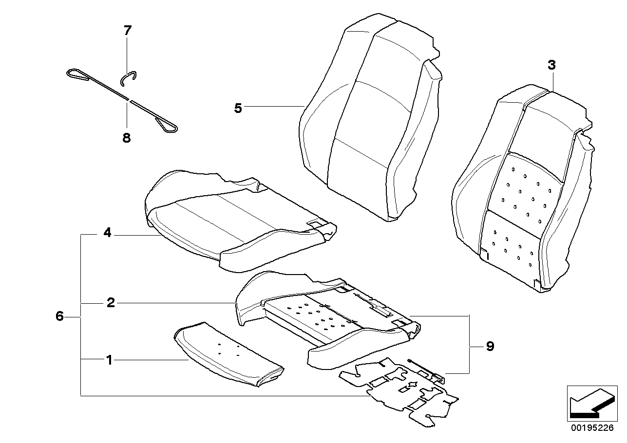 Seat, front, cushion &cover, sports seat