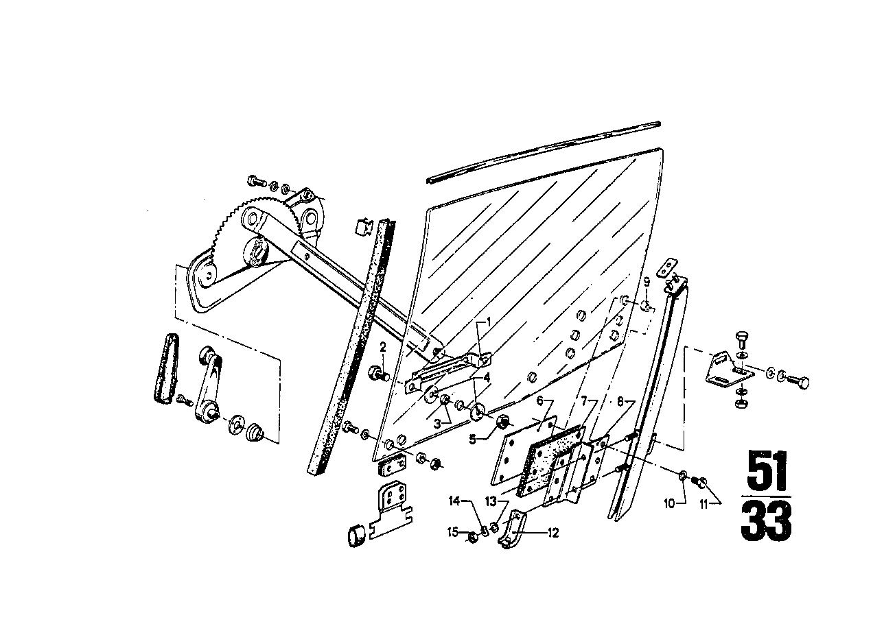 Okenní mechanismus dveří přední