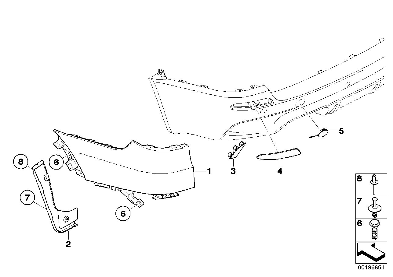 M trim panel, trim elements, rear