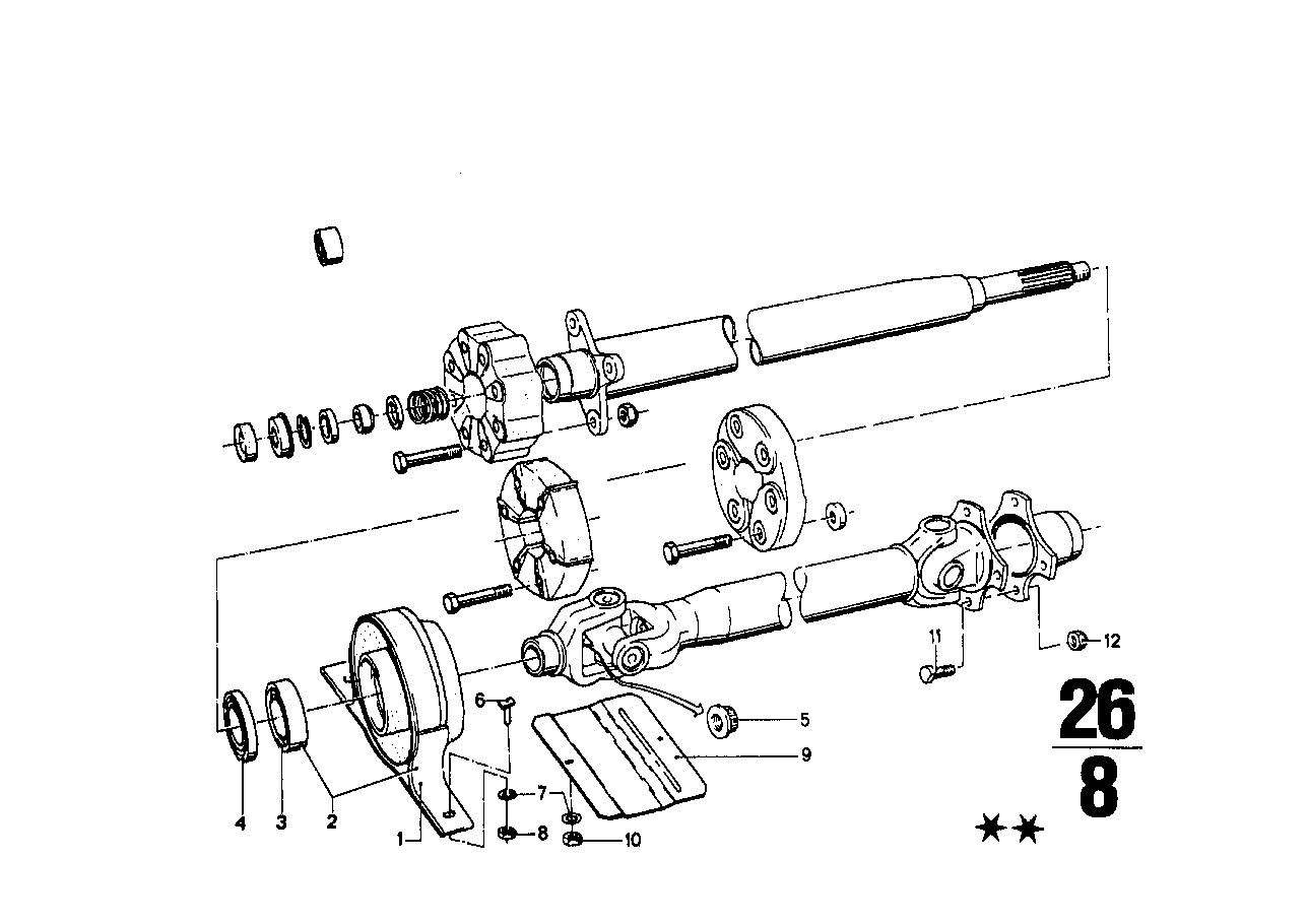 Kloub.hřídel-kotouč. spojka/stř. ložisko