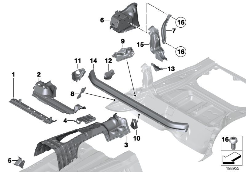 Floor parts rear interior