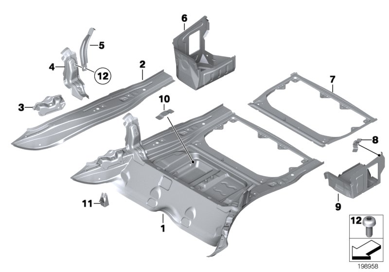 Mounting parts for trunk floor panel