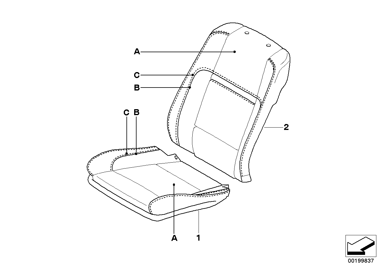 Individual sports seat cover, front