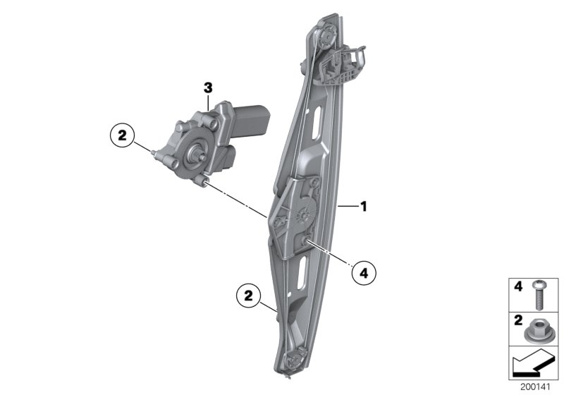 Door window lifting mechanism rear