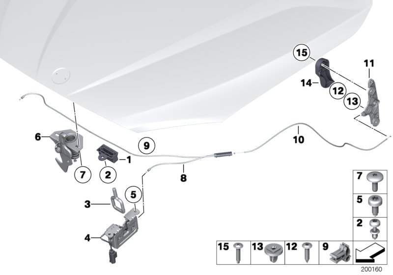 Engine bonnet, closing system