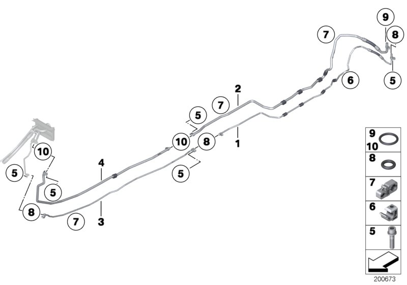 Refrigerant lines, rear A/C